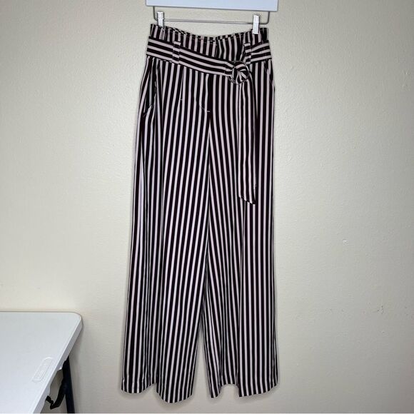 7th Avenue Design Studio Brown White Stripe Paper Bag Waist Wide Leg Pant Wmn 6 - Picture 14 of 14